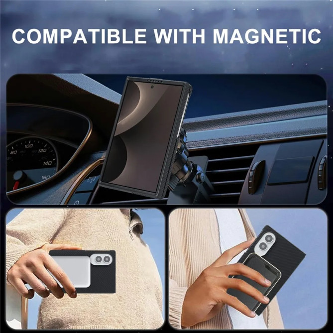 Coque Z Fold 8 Effet Carbone Antichoc Magnétique
