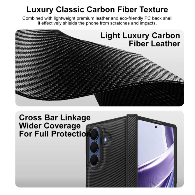 Coque Samsung Galaxy Z Fold 8 Ultra - Fine Simili Cuir Effet Carbone