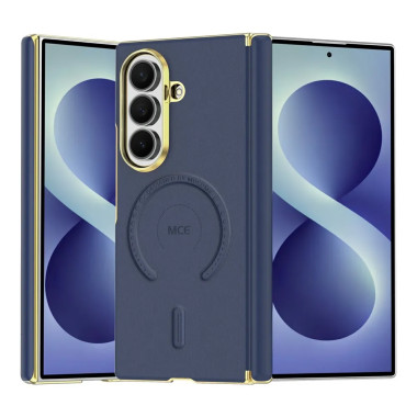 Coque Samsung Galaxy Z Fold 8 Ultra Magnétique Effet Cuir Contour Doré