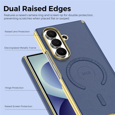 Coque Samsung Galaxy Z Fold 8 Ultra Magnétique Effet Cuir Contour Doré