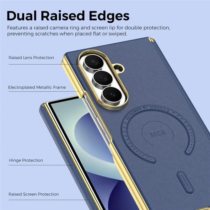 Coque Samsung Galaxy Z Fold 8 Ultra Magnétique Effet Cuir Contour Doré