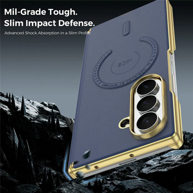 Coque Samsung Galaxy Z Fold 8 Ultra Magnétique Effet Cuir Contour Doré