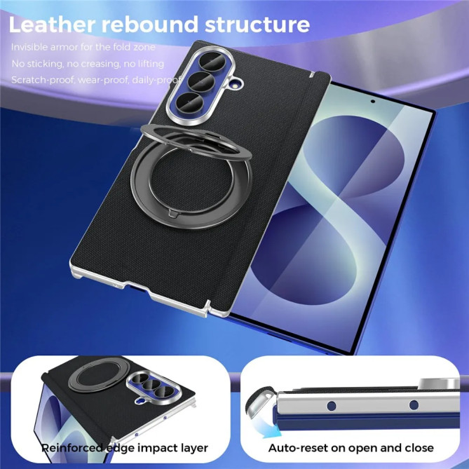 Coque Z Fold 8 Ultra Tissu Tissé Anneau Rotatif