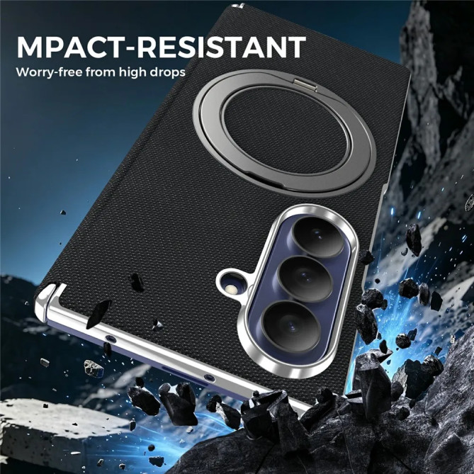 Coque Z Fold 8 Ultra Tissu Tissé Anneau Rotatif