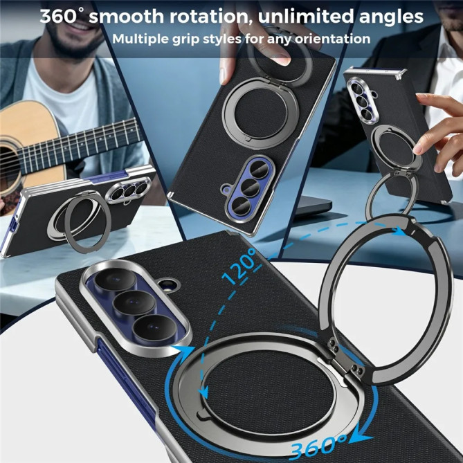 Coque Z Fold 8 Ultra Tissu Tissé Anneau Rotatif