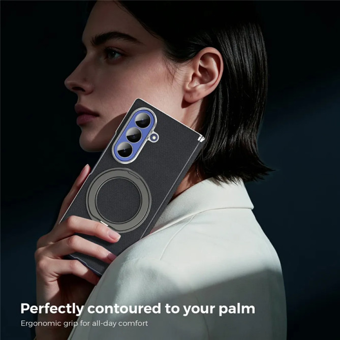 Coque Z Fold 8 Ultra Tissu Tissé Anneau Rotatif