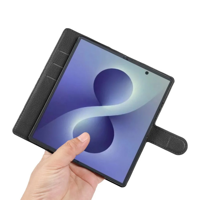Housse Samsung Galaxy Z Fold 8 Ultra Effet Cuir Grainé avec Support Intégré