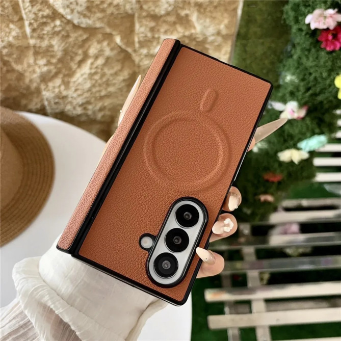Coque Cuir Grainé Litchi Samsung Galaxy Z Fold 8 Ultra Magnétique