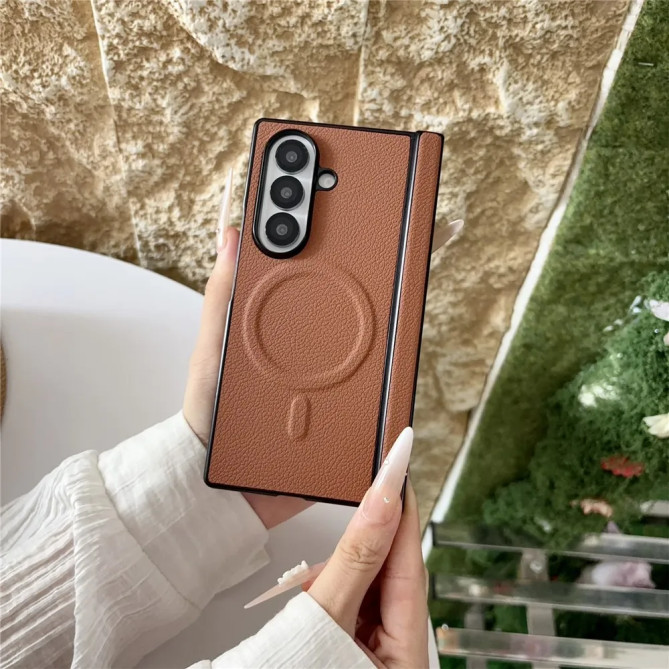 Coque Cuir Grainé Litchi Samsung Galaxy Z Fold 8 Ultra Magnétique