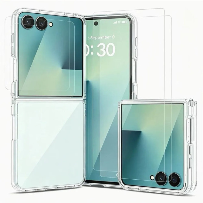 Coque Transparente Galaxy Z Flip 8 avec 4 Films Inclus