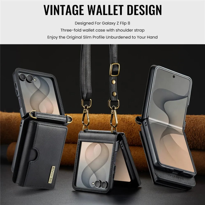 Housse Portefeuille Galaxy Z Flip 8 Bandoulière Amovible
