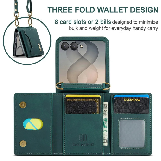Coque Galaxy Z Flip 8 Portefeuille Détachable Bandoulière