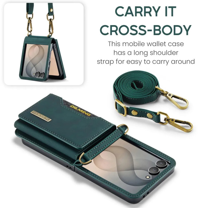 Coque Galaxy Z Flip 8 Portefeuille Détachable Bandoulière