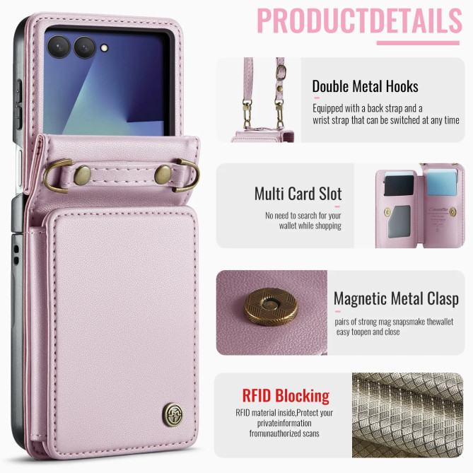 Housse Samsung Galaxy Z Flip 8 Portefeuille Bandoulière RFID