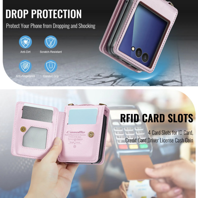Housse Samsung Galaxy Z Flip 8 Portefeuille Bandoulière RFID