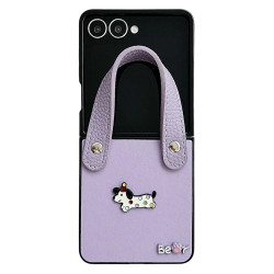 Coque Samsung Galaxy Z Flip 8 Teckel avec Poignée Effet Cuir