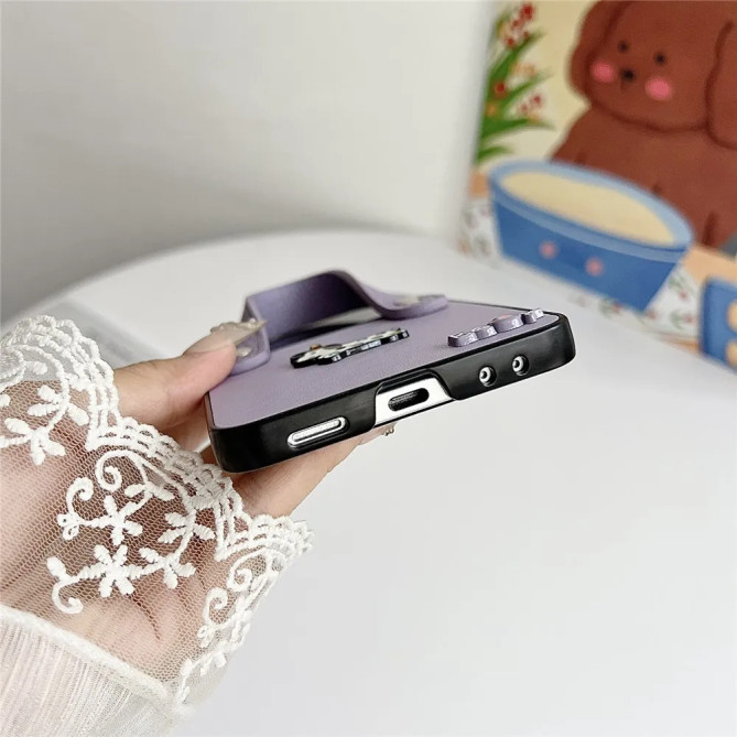 Coque Samsung Galaxy Z Flip 8 Teckel avec Poignée Effet Cuir