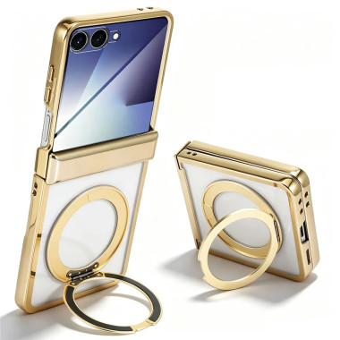 Coque Samsung Galaxy Z Flip 8 Magnétique Anneau Rotatif Transparent