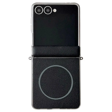 Coque Samsung Galaxy Z Flip 8 Magnétique Effet Cuir avec Protection de Charnière