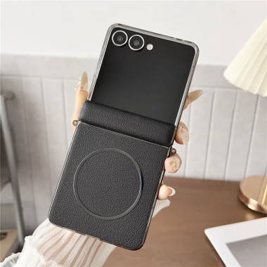 Coque Samsung Galaxy Z Flip 8 Magnétique Effet Cuir avec Protection de Charnière