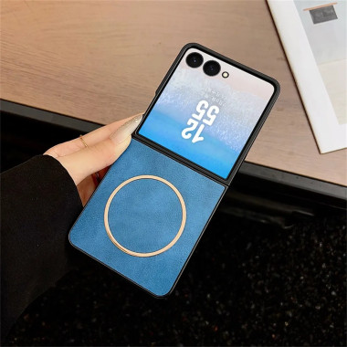 Coque Samsung Galaxy Z Flip 8 Magnétique Effet Cuir Patiné