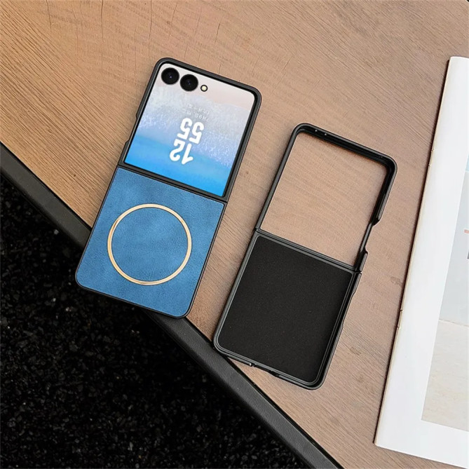 Coque Samsung Galaxy Z Flip 8 Magnétique Effet Cuir Patiné
