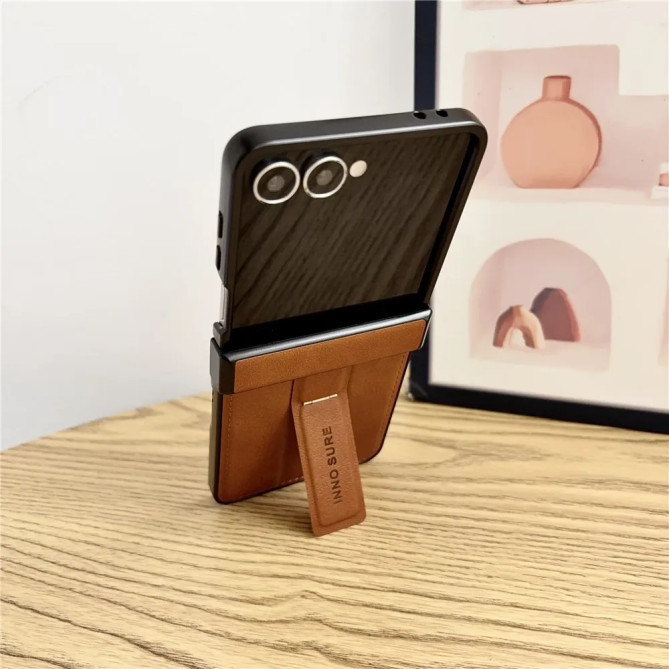 Coque Samsung Galaxy Z Flip 8 Effet Cuir avec Support Invisible