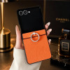 Coque Samsung Galaxy Z Flip 8 Effet Cuir Grainé avec Anneau Rotatif