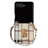 Coque Samsung Galaxy Z Flip 8 Carreaux Vintage Ourson avec Dragonne