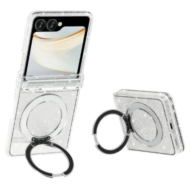 Coque Samsung Galaxy Z Flip 8 Paillettes Support Rotatif Magnétique