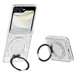 Coque Samsung Galaxy Z Flip 8 Paillettes Support Rotatif Magnétique