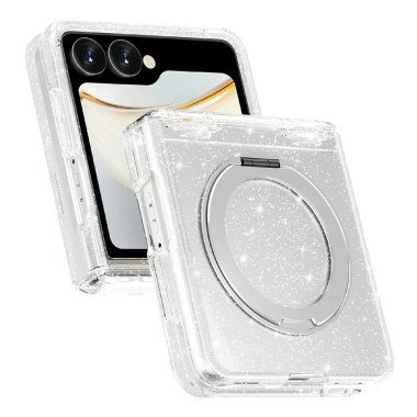 Coque Samsung Galaxy Z Flip 8 Paillettes Support Rotatif Magnétique