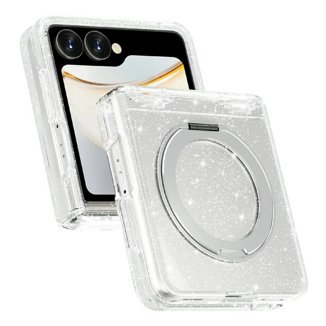 Coque Samsung Galaxy Z Flip 8 Paillettes Support Rotatif Magnétique