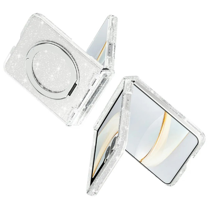Coque Samsung Galaxy Z Flip 8 Paillettes Support Rotatif Magnétique