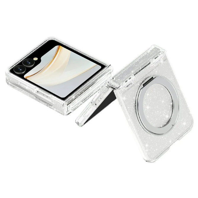 Coque Samsung Galaxy Z Flip 8 Paillettes Support Rotatif Magnétique