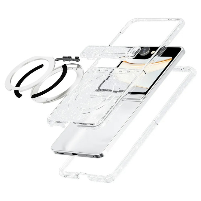 Coque Samsung Galaxy Z Flip 8 Paillettes Support Rotatif Magnétique