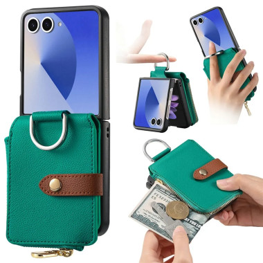 Coque Cuir Litchi Anneau Porte-Monnaie Galaxy Z Flip 8