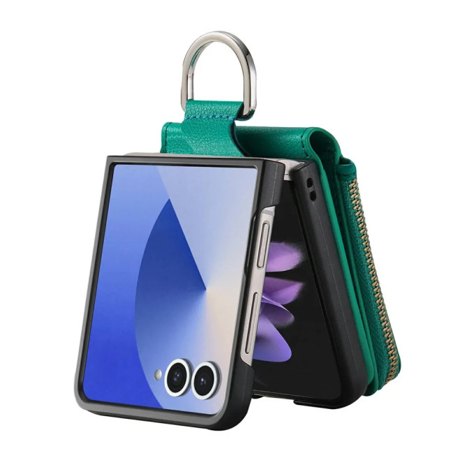 Coque Cuir Litchi Anneau Porte-Monnaie Galaxy Z Flip 8