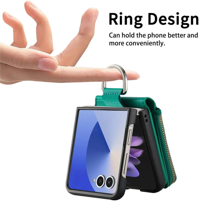 Coque Cuir Litchi Anneau Porte-Monnaie Galaxy Z Flip 8