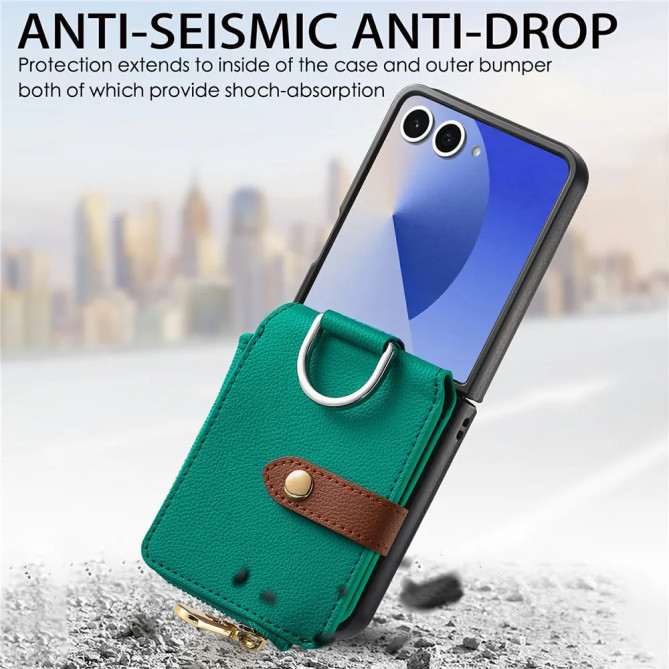 Coque Cuir Litchi Anneau Porte-Monnaie Galaxy Z Flip 8