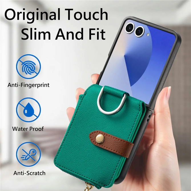 Coque Cuir Litchi Anneau Porte-Monnaie Galaxy Z Flip 8