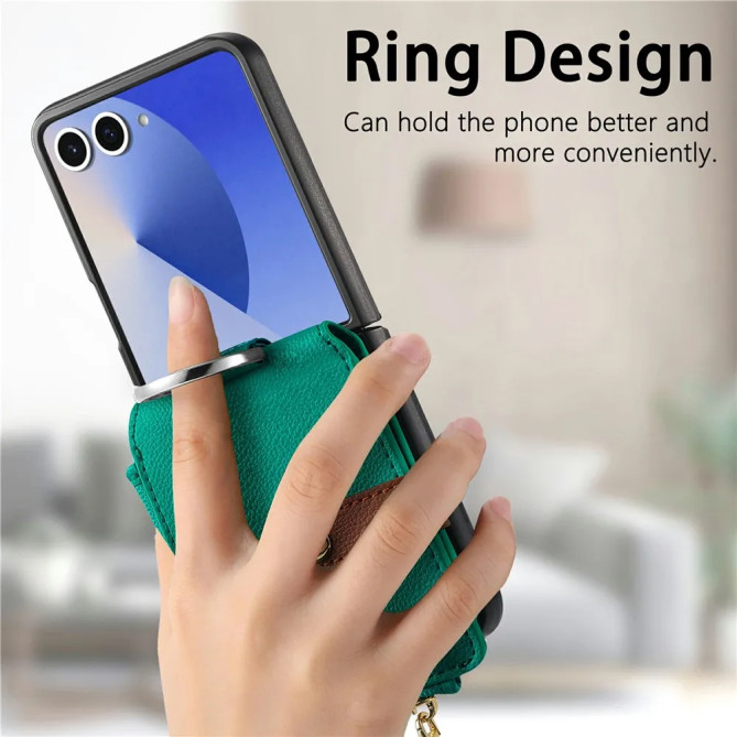Coque Cuir Litchi Anneau Porte-Monnaie Galaxy Z Flip 8