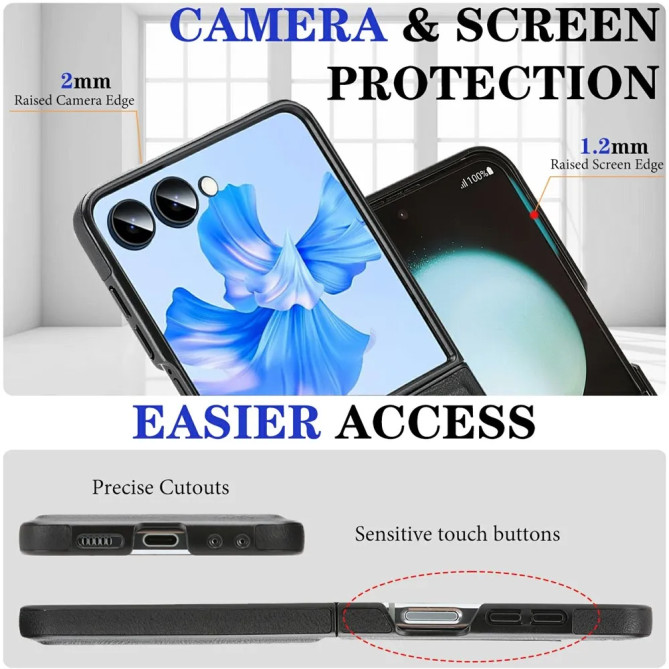 Coque Samsung Galaxy Z Flip 8 Effet Cuir Aimant N52 Doublure Microfibre