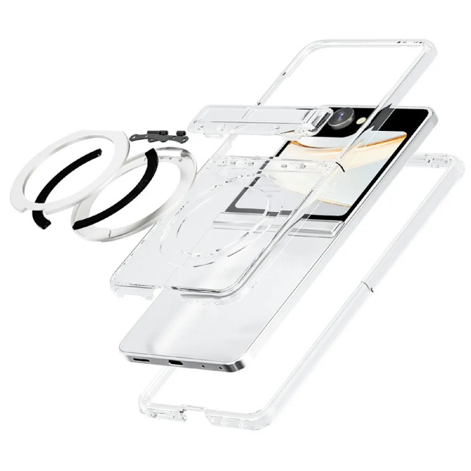 Coque Samsung Galaxy Z Flip 8 Transparente Support Rotatif Magnétique 2400 Gauss