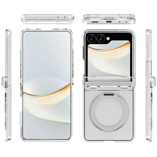 Coque Samsung Galaxy Z Flip 8 Transparente Support Rotatif Magnétique 2400 Gauss