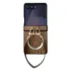 Coque Samsung Galaxy Z Flip 8 Motif Lettres avec Dragonne Magnétique - Couleurs: Marron