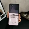 Coque Samsung Galaxy Z Flip 8 Matelassée Charge Magnétique avec Anneau 360° - Couleurs: Rose
