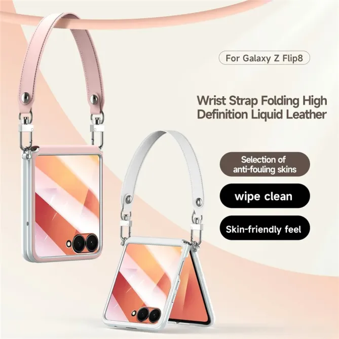 Coque Samsung Galaxy Z Flip 8 SULADA Charnière à Rappel Automatique avec Dragonne - Couleurs: Rose