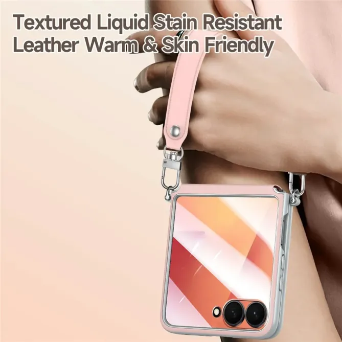 Coque Samsung Galaxy Z Flip 8 SULADA Charnière à Rappel Automatique avec Dragonne - Couleurs: Rose
