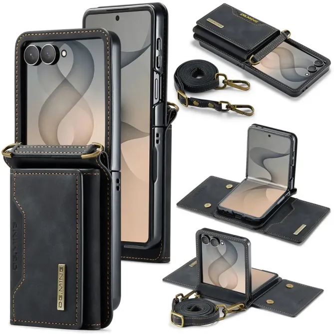 Coque Samsung Galaxy Z Flip 8 Série M2 Pochette Multi-Cartes Amovible - Couleurs: Noir